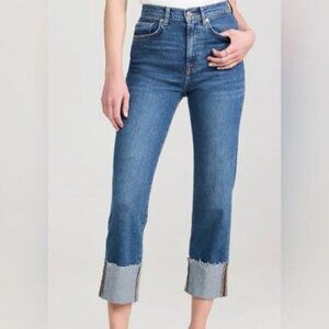 7 For All Mankind Logan Stovepipe High Rise Cuffed Stretch Jeans Size 30